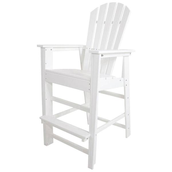 POLYWOOD South Beach White Plastic Outdoor Patio Bar Chair