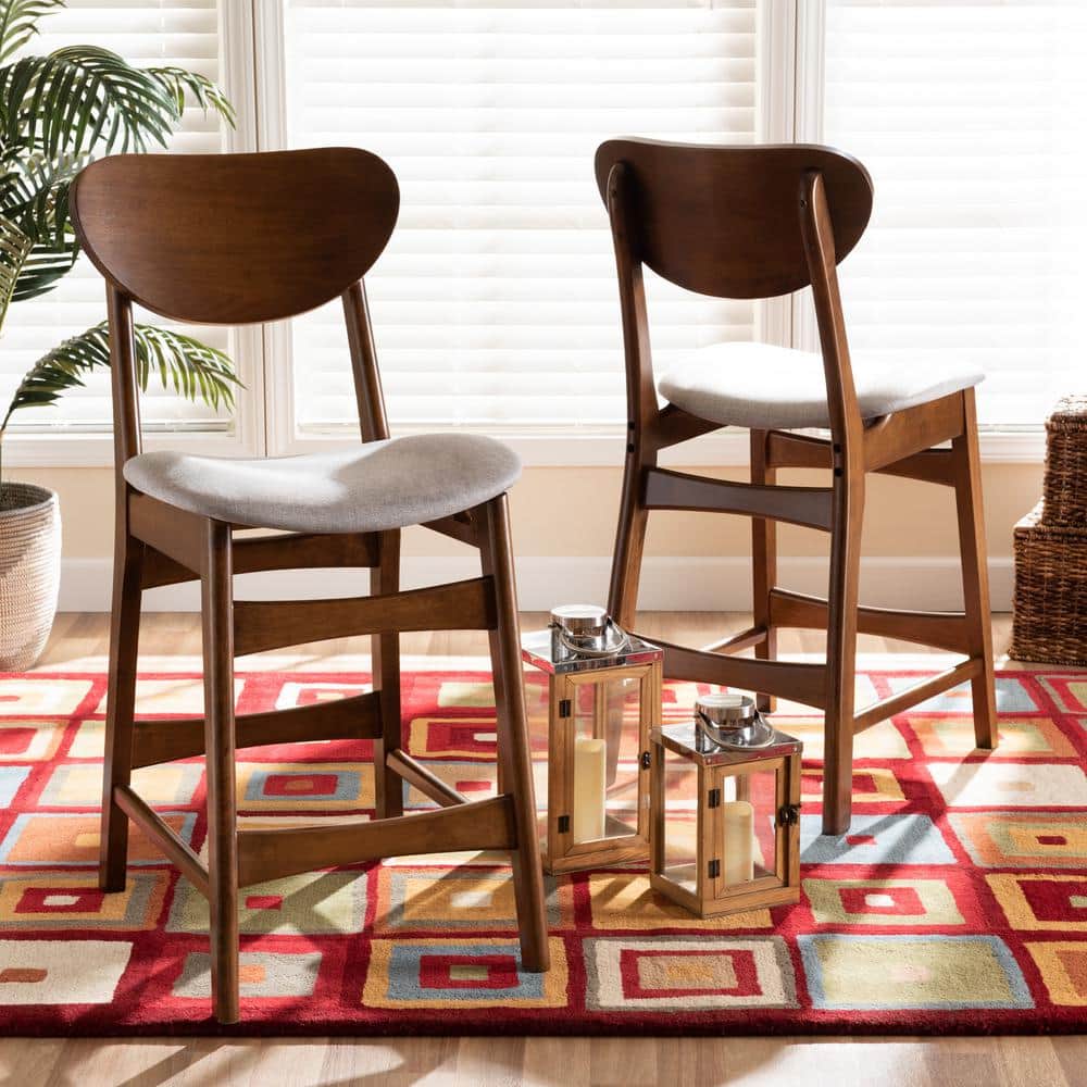 Katya Adjustable Gray Wood Counter Height Barstool Set