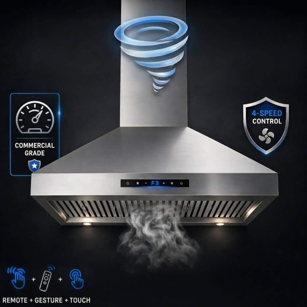 48 in. 1200 CFM Wall Mount Commercial Range Hood with 8 in. Round Duct and Stainless Steel Baffle Filters price history on PriceWatchPro