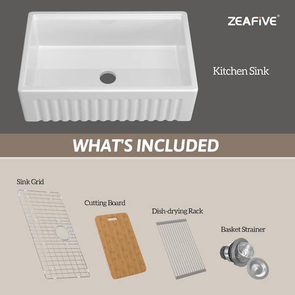 Zeafive Wac 33 in. Workstation Kitchen Sink Apron Front