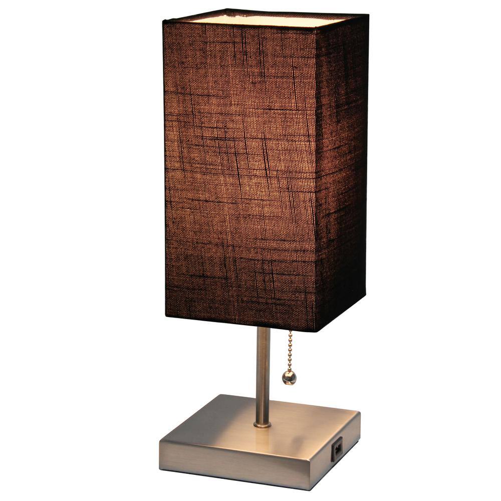 Petite Black Fabric Shade Table Lamp with USB Charging Port