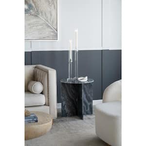 20.1 in. in Black Round Marble Coffee Table