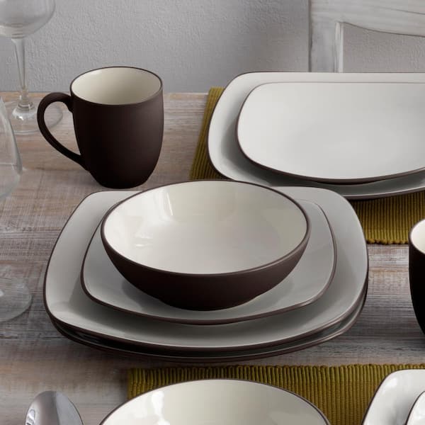 トーンヌール＆トーンヌールプレミアムセット Noritake Colorwave Chocolate 16-Piece Square (Brown) Stoneware