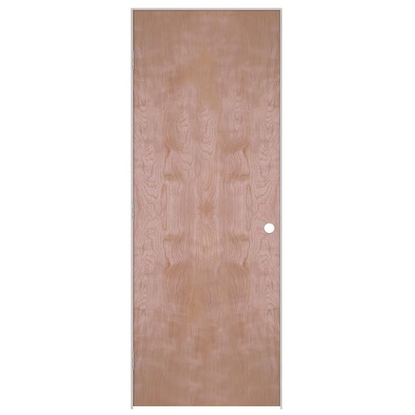 Masonite 30 in. x 80 in. Flush Hardwood Left-Handed Hollow-Core Smooth Birch Veneer Composite Single Prehung Interior Door
