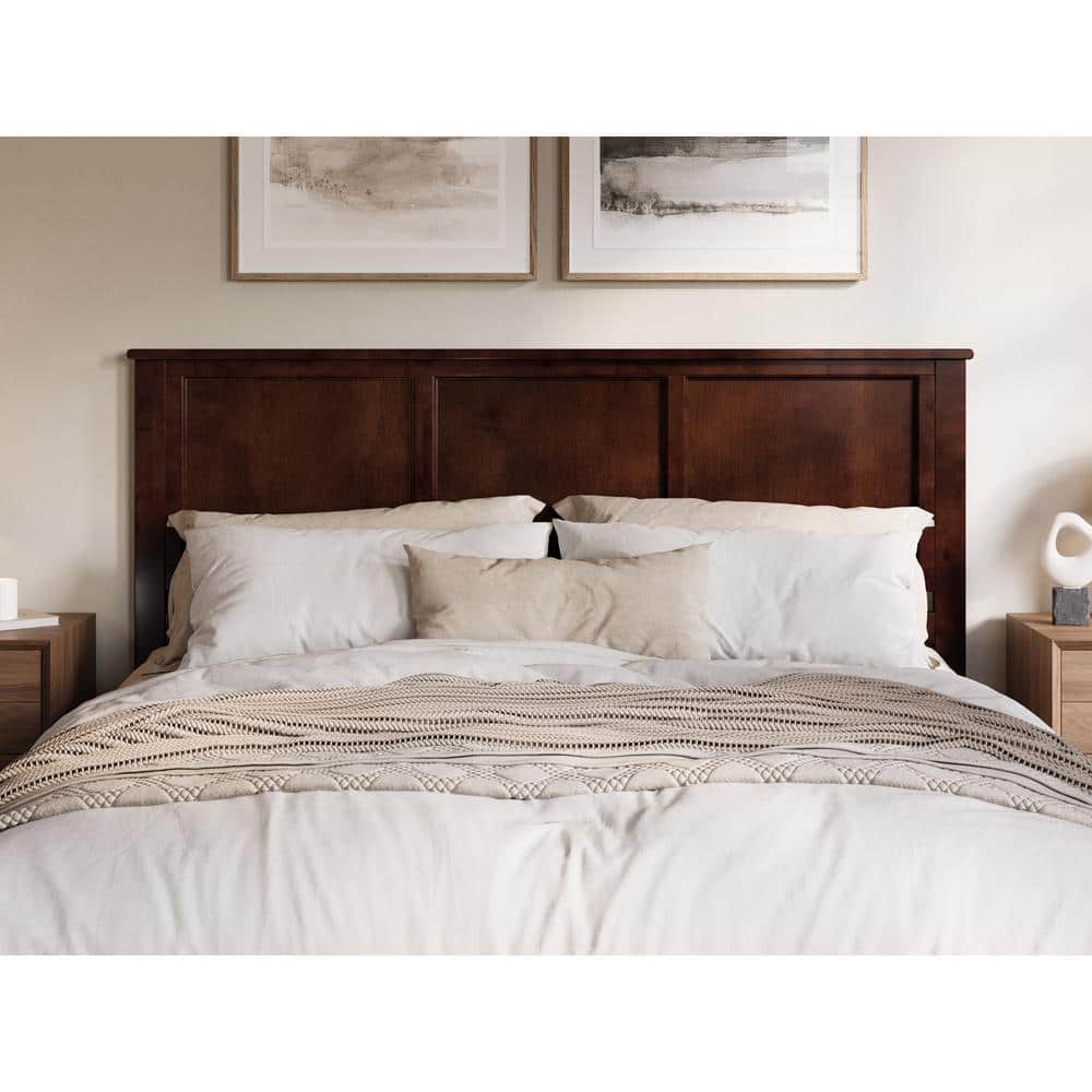 Charlotte Walnut King Solid Wood Low Profile Platform Bed