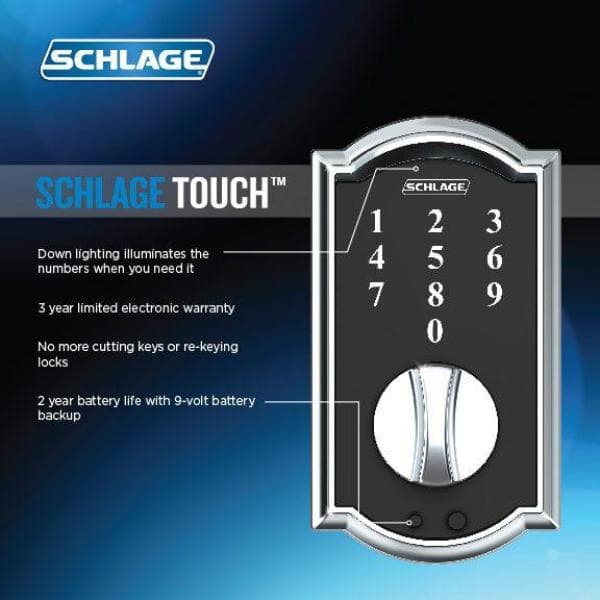 Schlage Camelot Satin Nickel Electronic Touch Keyless Touchscreen
