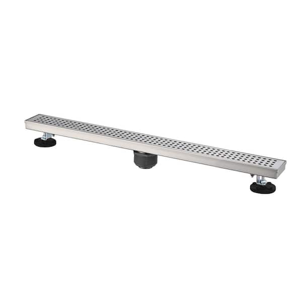 Tahanbath 36 in. Linear Shower Drain, Included Hair Strainer and Leveling Feet in Brushed Nickel