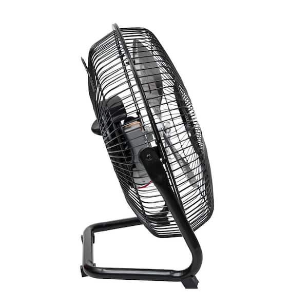 Commercial Electric - 9 in. 3-Speed High Velocity Floor Fan in Black With Wall Mount Bracket