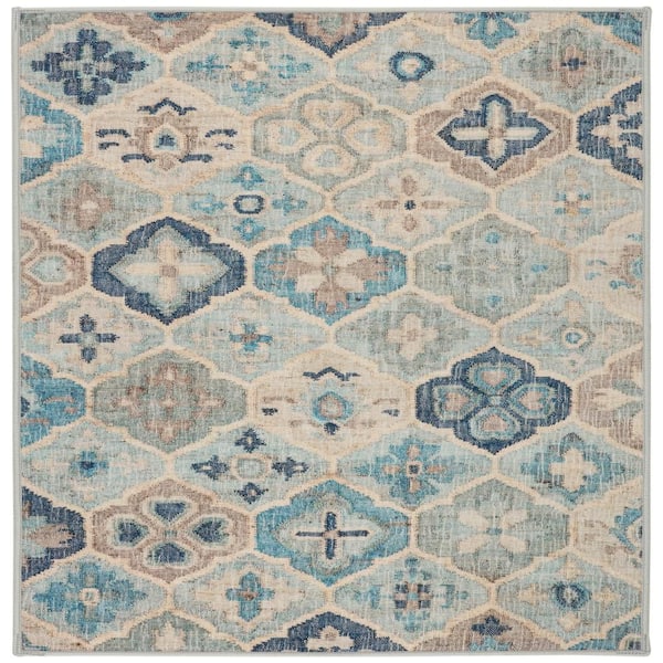 Pali Machine Washable Blue 8 ft. x 10 ft. Indoor Area Rug