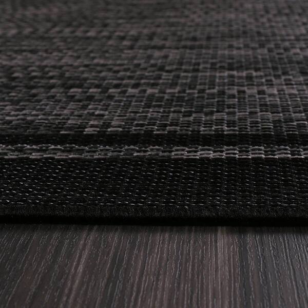 CAMILSON Hawaii Black/Grey 5 ft. x 7 ft. Bordered Indoor/Outdoor