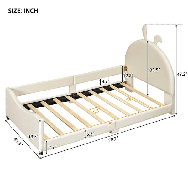 Gray Wood Frame Twin Size Daybed with Semi-Enclosed Bed Rail