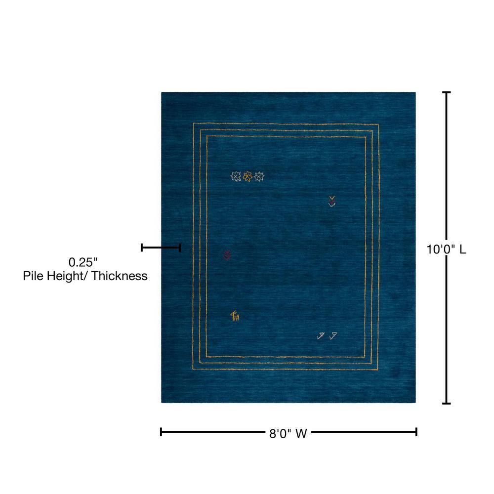 Handmade Blue Wool 8' x 10' Rectangular Area Rug