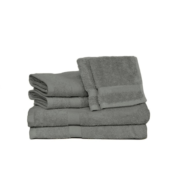 Espalma Deluxe 6-Piece Pearl Gray Solid Cotton Bath Towel Set