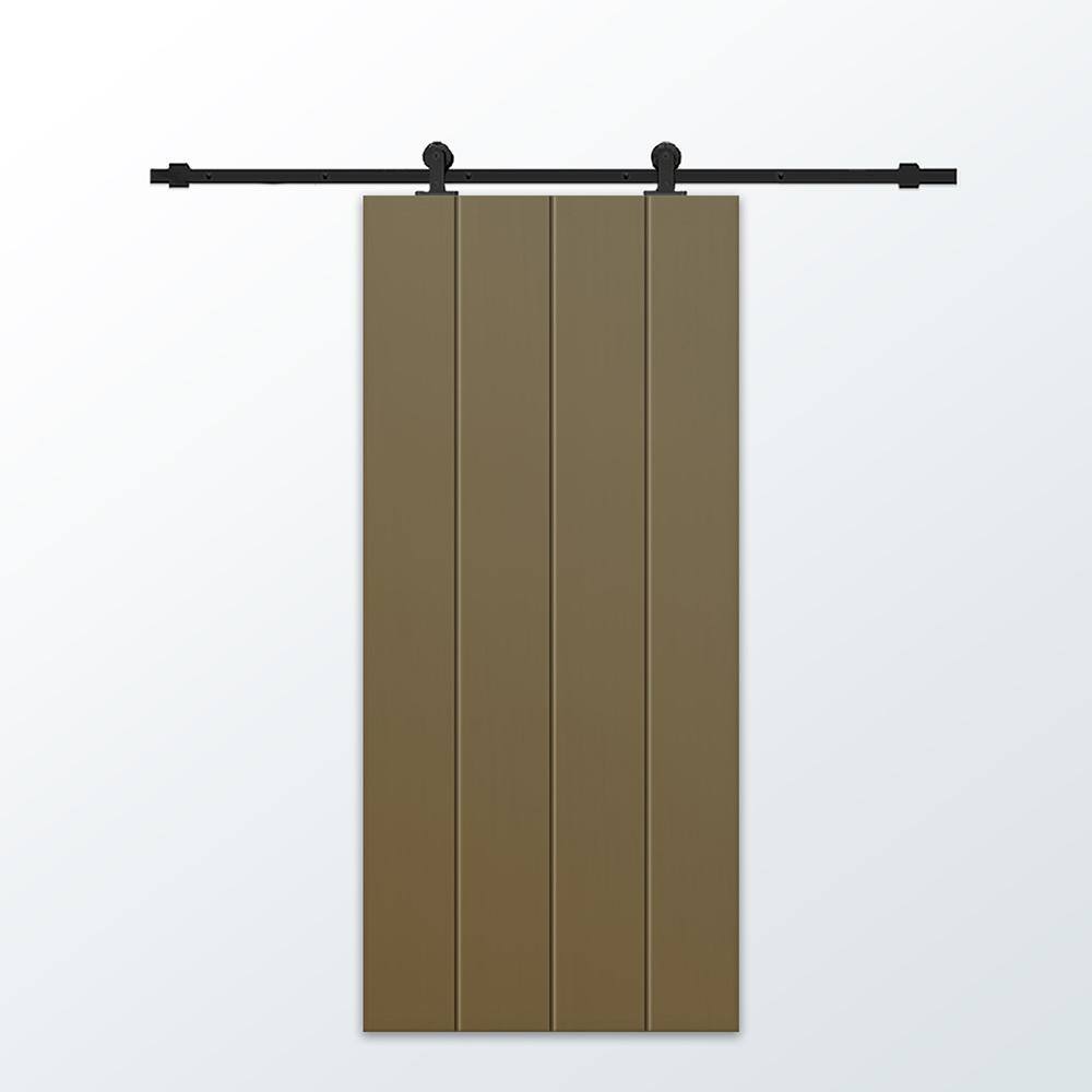 36 in. x 96 in. Olive Green Painted Composite MDF Paneled Interior Sliding Barn Door with Hardware Kit price history on PriceWatchPro