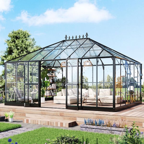 Walk-In Series 16 ft. W x 12 ft. D x 9 ft. 6 in. H Polycarbonate Clear Greenhouse