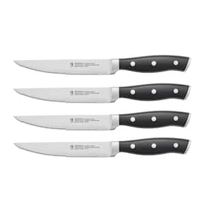 Forged Accent 4.5 in. Stainless Steel Full Tang Serrated Steak Knife Set with Plastic Black Handle (Set of 4)