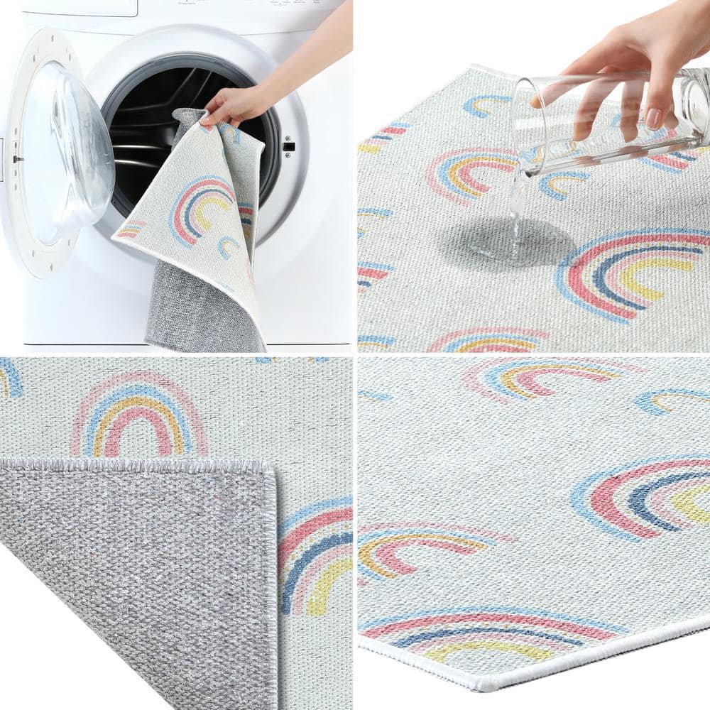 Flower Pink Cotton Polyester Foldable Dish Drying Mat