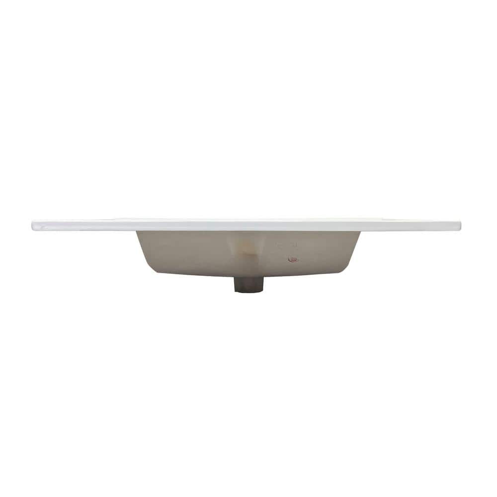 31.5" White Gloss Ceramic Rectangular Bathroom Sink Top