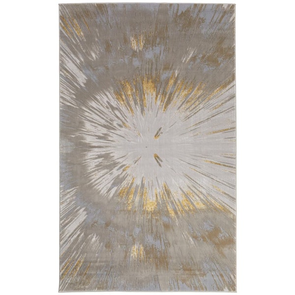 Gold 7 x 10 ft. Loomed Abstract Rectangle Indoor Area Rug