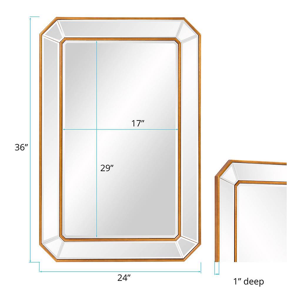 Elegante Full-Length Gold Trimmed Wood Rectangular Mirror