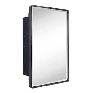 Farmhouse 16 in. W x 24 in. H Recessed Metal Rectangular Bathroom Medicine Cabinets with Mirror in Oil Rubbed Bronze