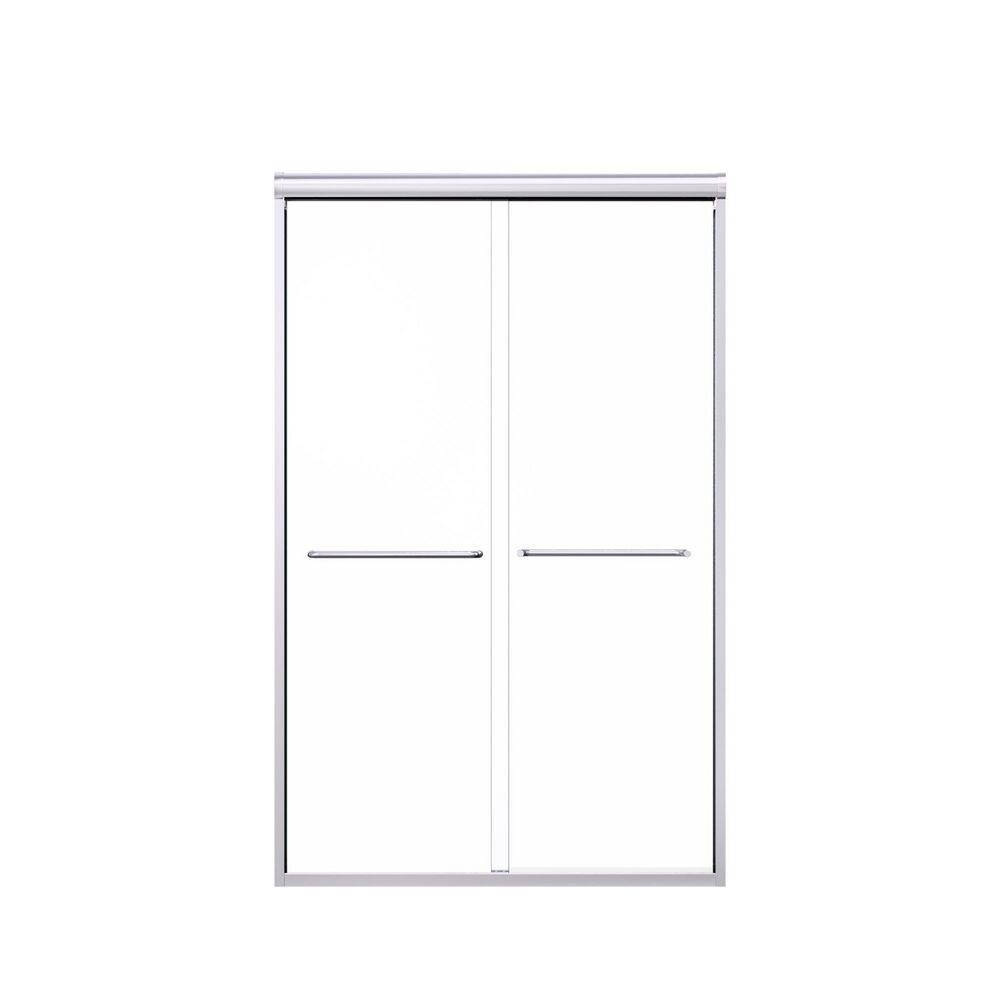 48 in. W x 72 in. H Double Sliding Semi-Frameless Shower Door in Chrome Finish with Clear Tempered Glass price history on PriceWatchPro