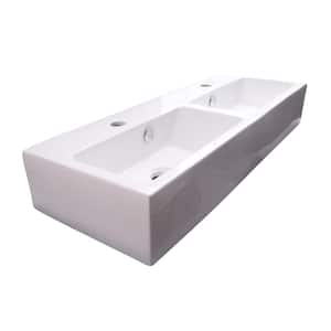 Windfield Double Bowl Wall-Mount Sink in White