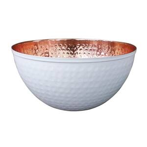 9.5 in. 100% Pure Hammered Copper Mixing Bowl with White - Perfect For Everyday Kitchen Use or Decor