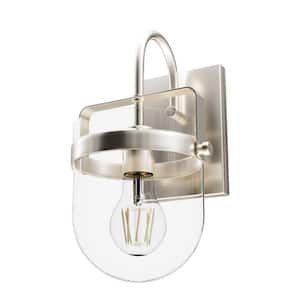 Karloff 1-Light Brushed Nickel Wall Sconce with Clear Glass Shade