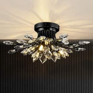 Esther 4-Light 21.3-in Black Crystal Semi-Flush Mount Light