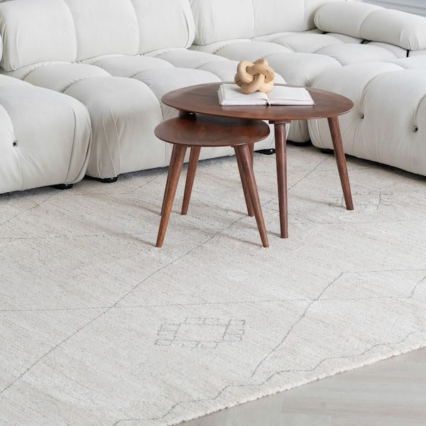 7 ft. x 10 ft. Cream and Beige Abstract Non Skid Area Rug