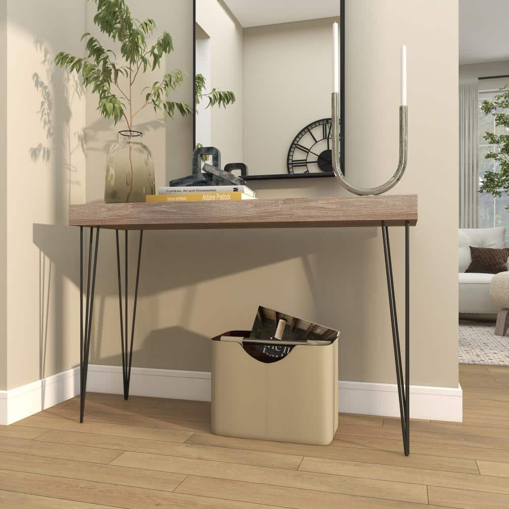 Modern Wood and Metal Console Table with Storage, 47'' Brown