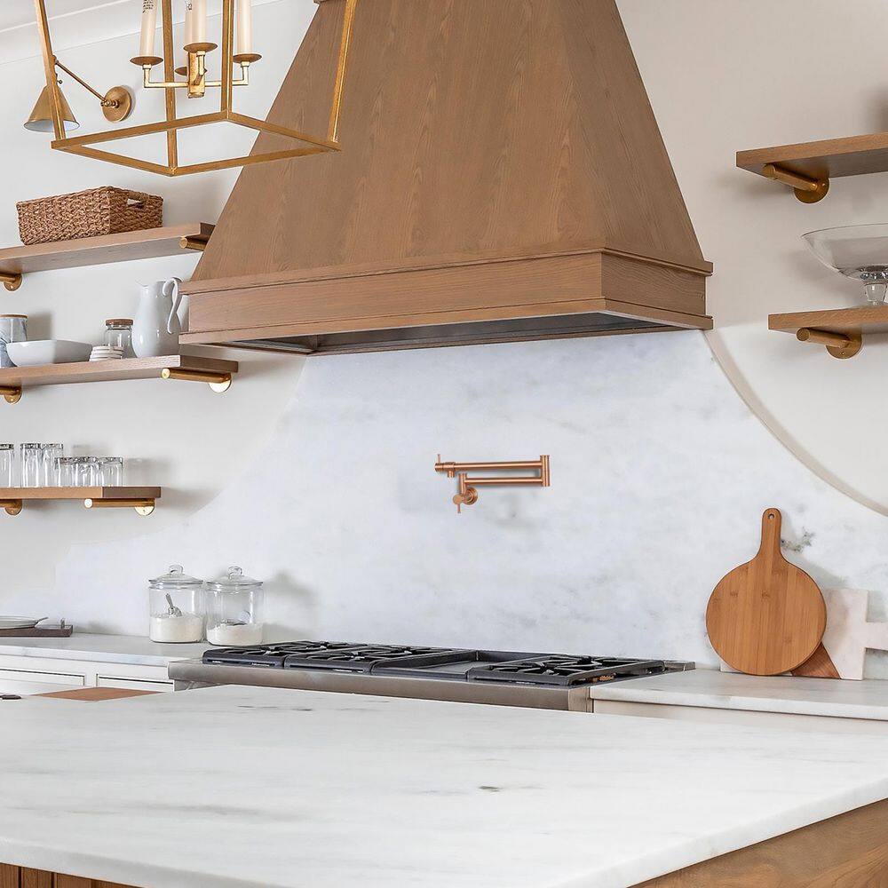Copper Brushed Wall-Mounted Pot Filler Kitchen Faucet