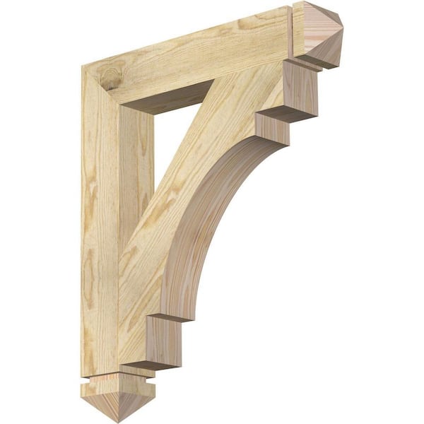 Ekena Millwork 4 in. x 28 in. x 24 in. Douglas Fir Merced Arts and Crafts Rough Sawn Bracket