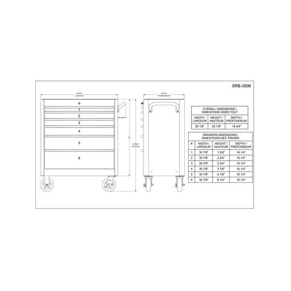 International - SHD Series 35 in. 6-Drawer Cabinet, Red