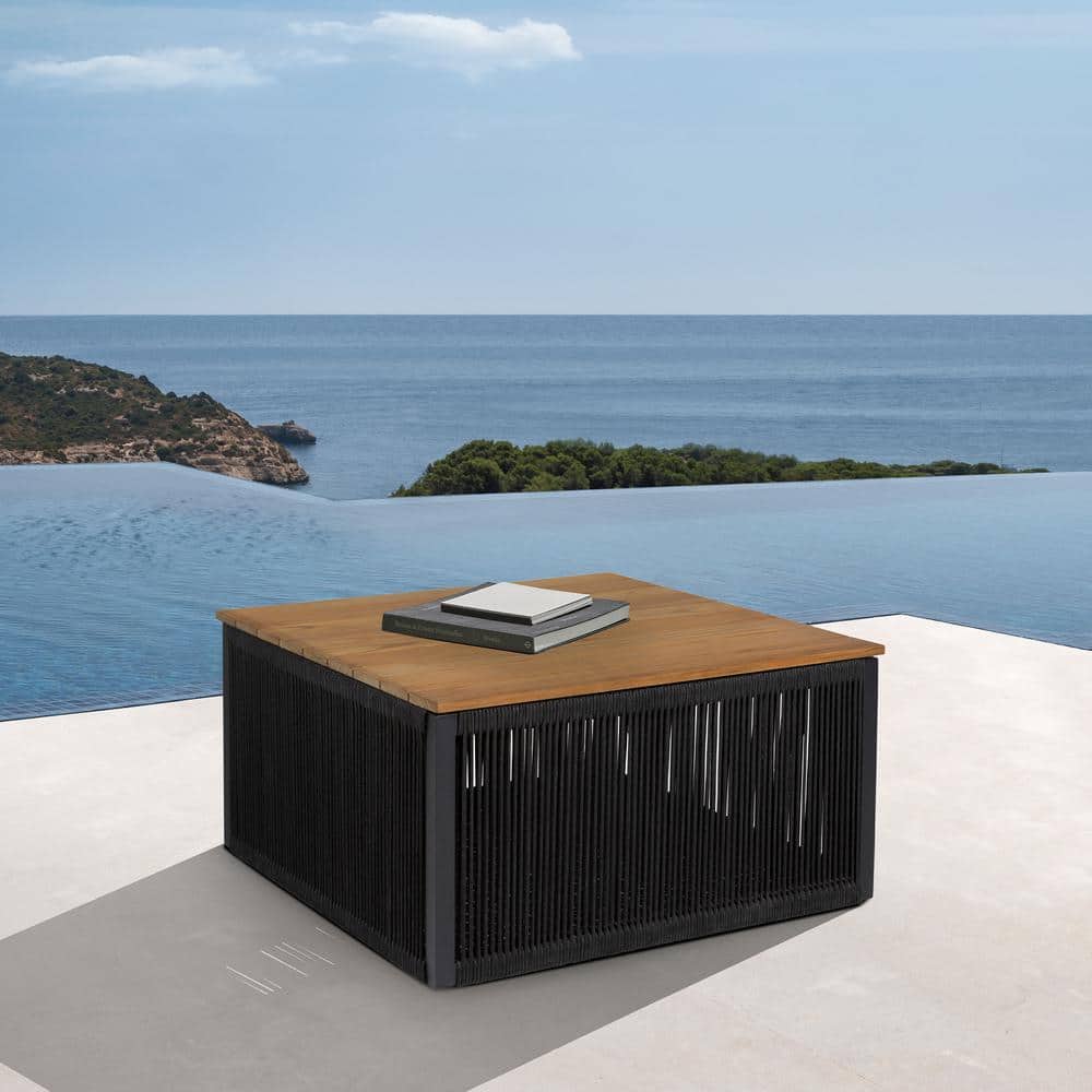 Artesia Square Black Teak Wood Outdoor Coffee Table