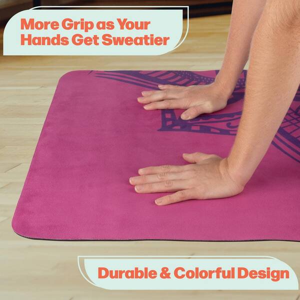 RAD Sportz Suede Hot Yoga Mat with Strap, Pink - 68 in. L x