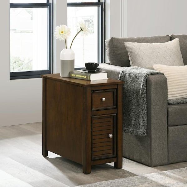 NEW CLASSIC HOME FURNISHINGS New Classic Furniture Samson 12 in. Brown Rectangle Solid Wood End Table with 1-Drawer