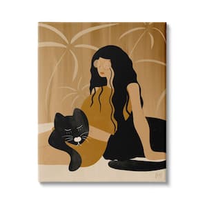 Woman In Jungle Resting with Black Panther by Birch&Ink Unframed Print Abstract Wall Art 30 in. x 40 in