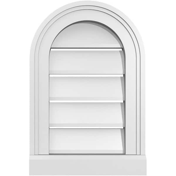 12 in. x 18 in. Round Top White PVC Paintable Gable Louver Vent Functional