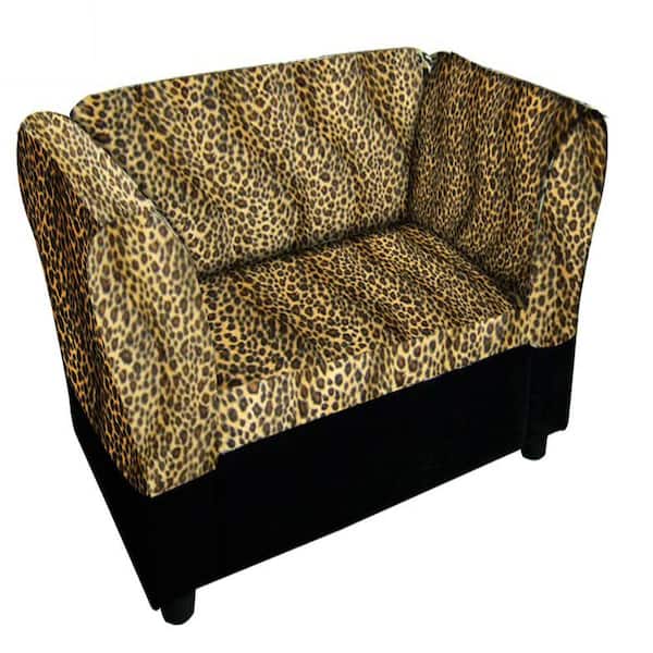 ORE International 16.75 in. H Leopard Sofa Bed with Storage Pet Furniture Bed