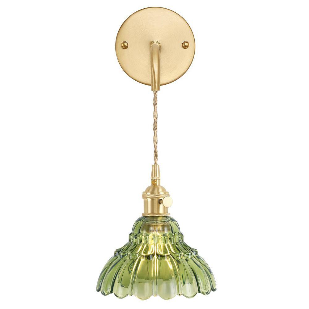 Retro 4.72 in. 1 Light Gold Vintage Smart Home Wall Sconce with Lily of the