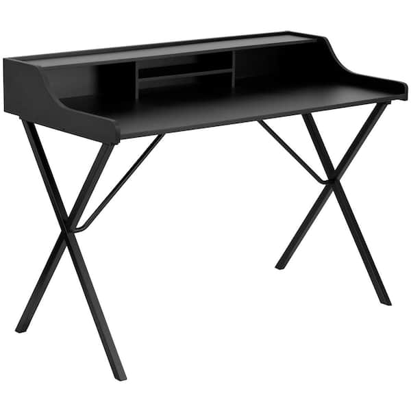 Carnegy Avenue 46.8 in. Rectangular Black Writing Desks with Built-In Storage