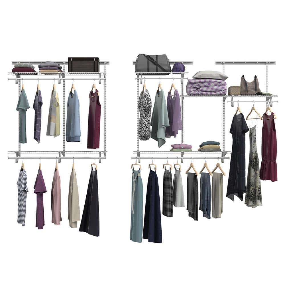 White Adjustable Steel Walk-In Closet System with Shelves