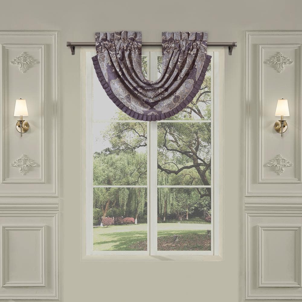 Dominique Lavender Polyester Waterfall Valance with Frills