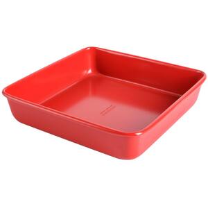 Everyday 9 in. Nonstick Carbon Steel Square Baking Pan in Red