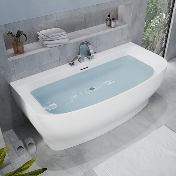Bank 65 in. L x 31 in. W Acrylic Flatbottom Non-Whirlpool Bathtub with Deck Mounted Faucet in White