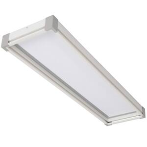 Sebastian 48 in. x 13 in. Modern White Satin Nickel CCT Selectable LED Flush Mount Ceiling Light 4000 Dimmable Lumens