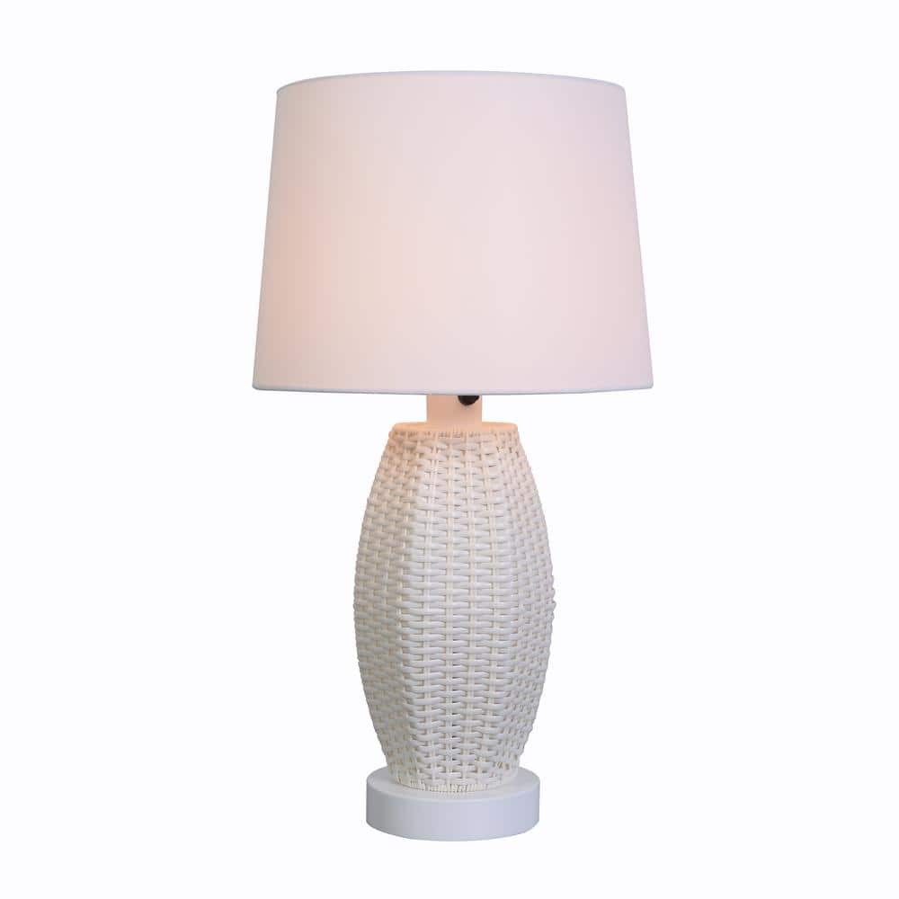 Hampton Bay Chaleston 28 in. Tapered White Outdoor/Indoor Table Lamp