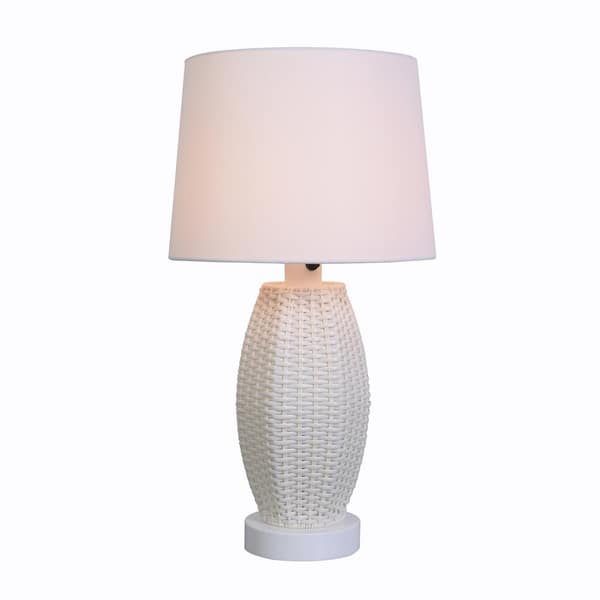 Hampton Bay Chaleston 28 in. Tapered White Outdoor/Indoor Table Lamp ...